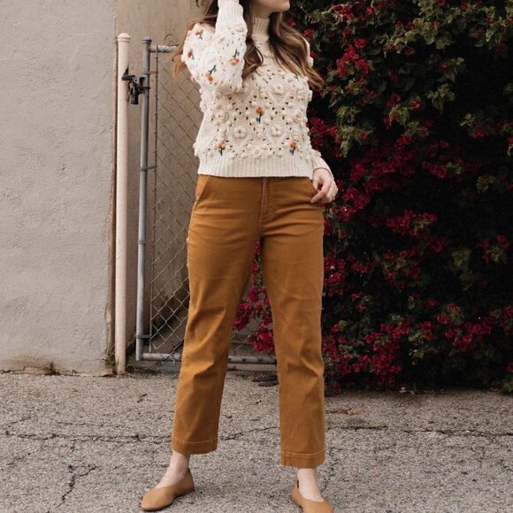 Everlane Pants 0 Denim Straight Leg Cropped Jean Golden Brown Neutral Minimalist - Picture 1 of 15